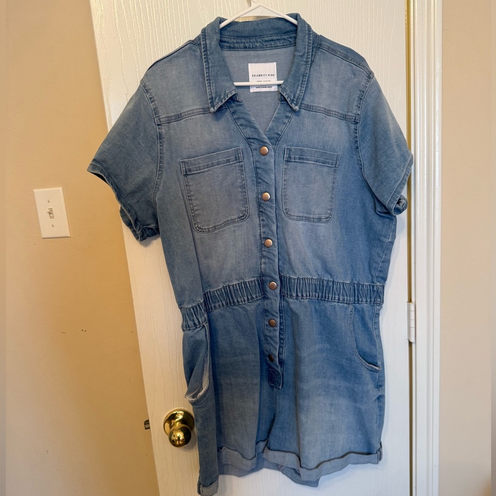 Celebrity Pink Light Blue Denim Romper